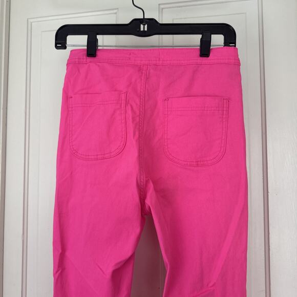 JC & JQ Bright Pink Stretchy High Waisted Flared Disco Bell Bottom Jeans Large - Picture 4 of 6